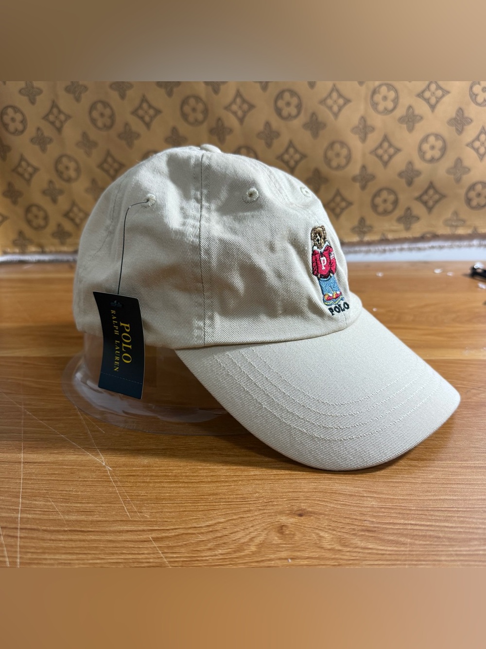 Polo by Ralph Lauren Khaki Bear Patch Baseball Cap